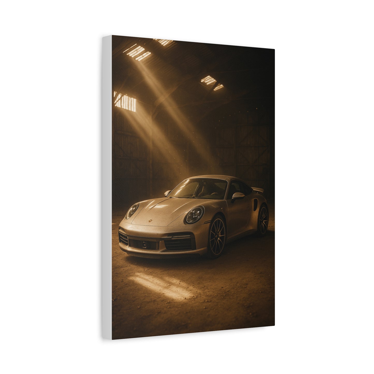 Canvas Print - Porsche 911 Turbo S(992) in a dusty barn