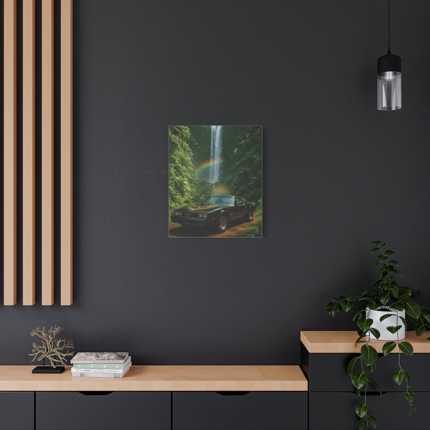 Canvas Print - Pontiac Firebird Trans Am driving through the jungle