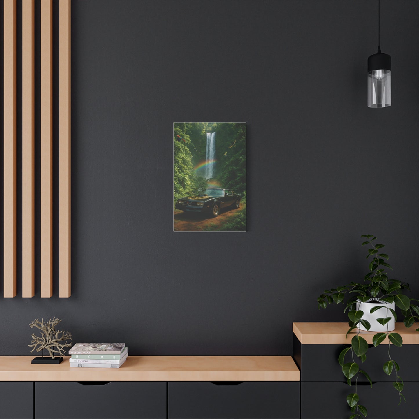 Canvas Print - Pontiac Firebird Trans Am driving through the jungle