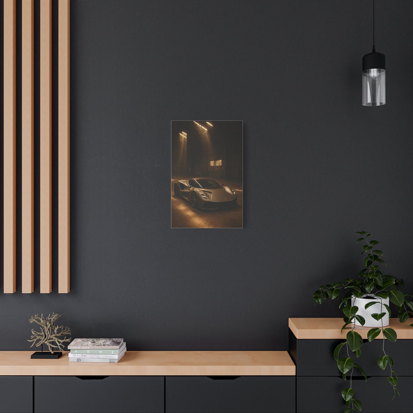 Canvas Print - Lotus Evija in a dusty barn