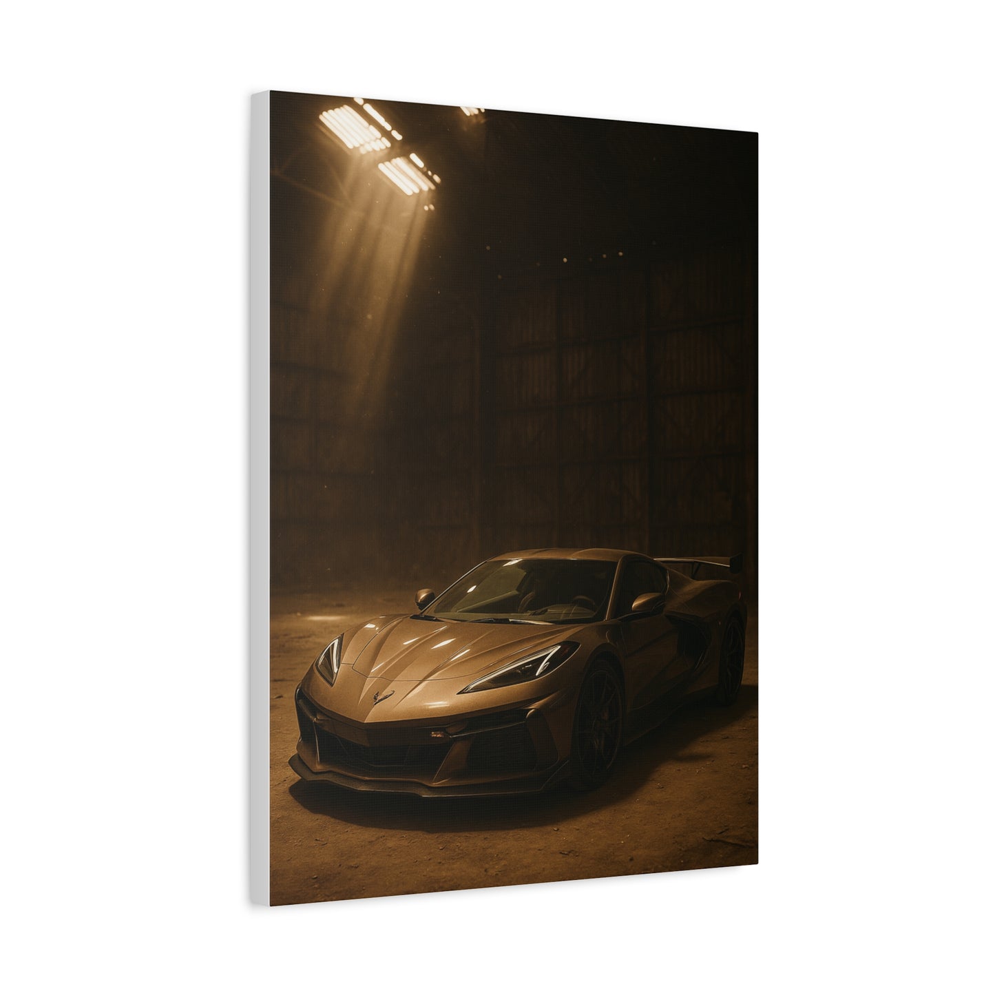 Canvas Print - Corevette C8 Z06 in a dusty barn