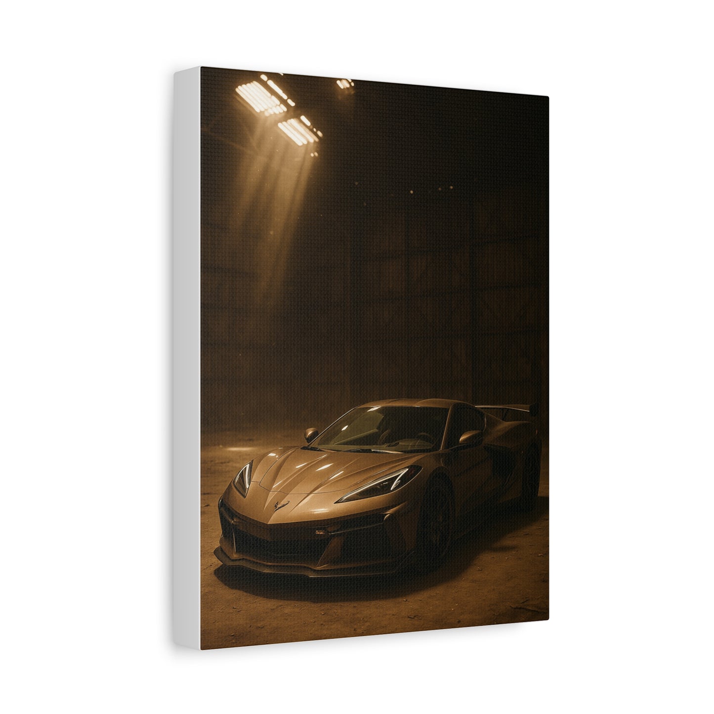 Canvas Print - Corevette C8 Z06 in a dusty barn