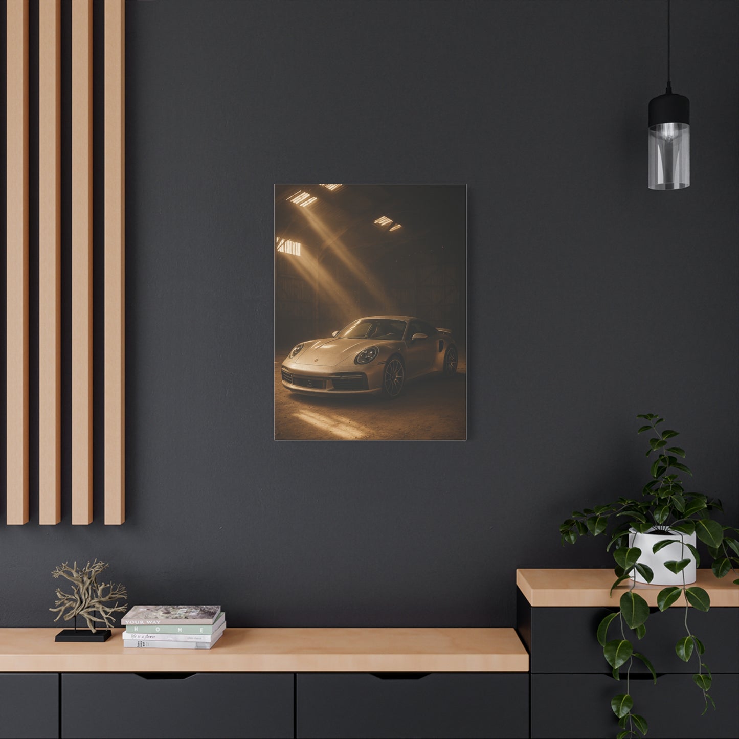 Canvas Print - Porsche 911 Turbo S(992) in a dusty barn