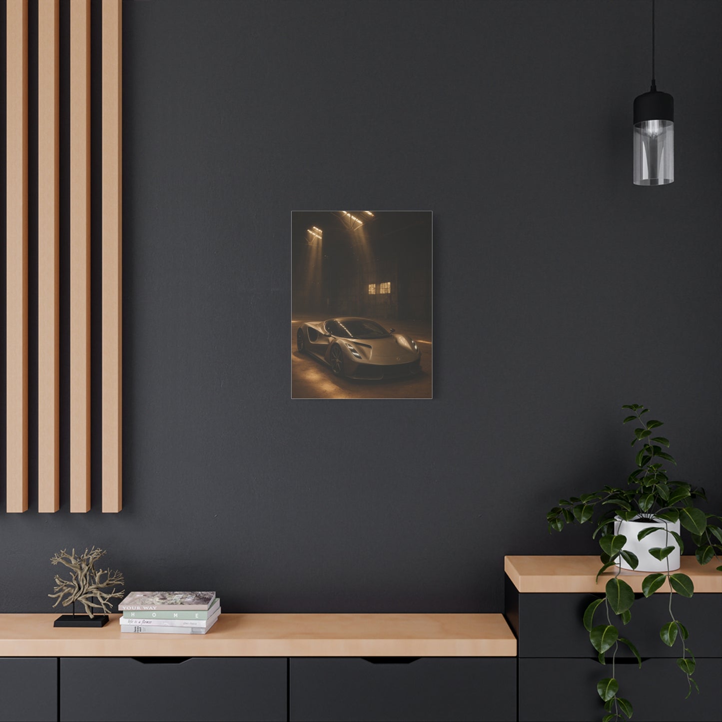 Canvas Print - Lotus Evija in a dusty barn