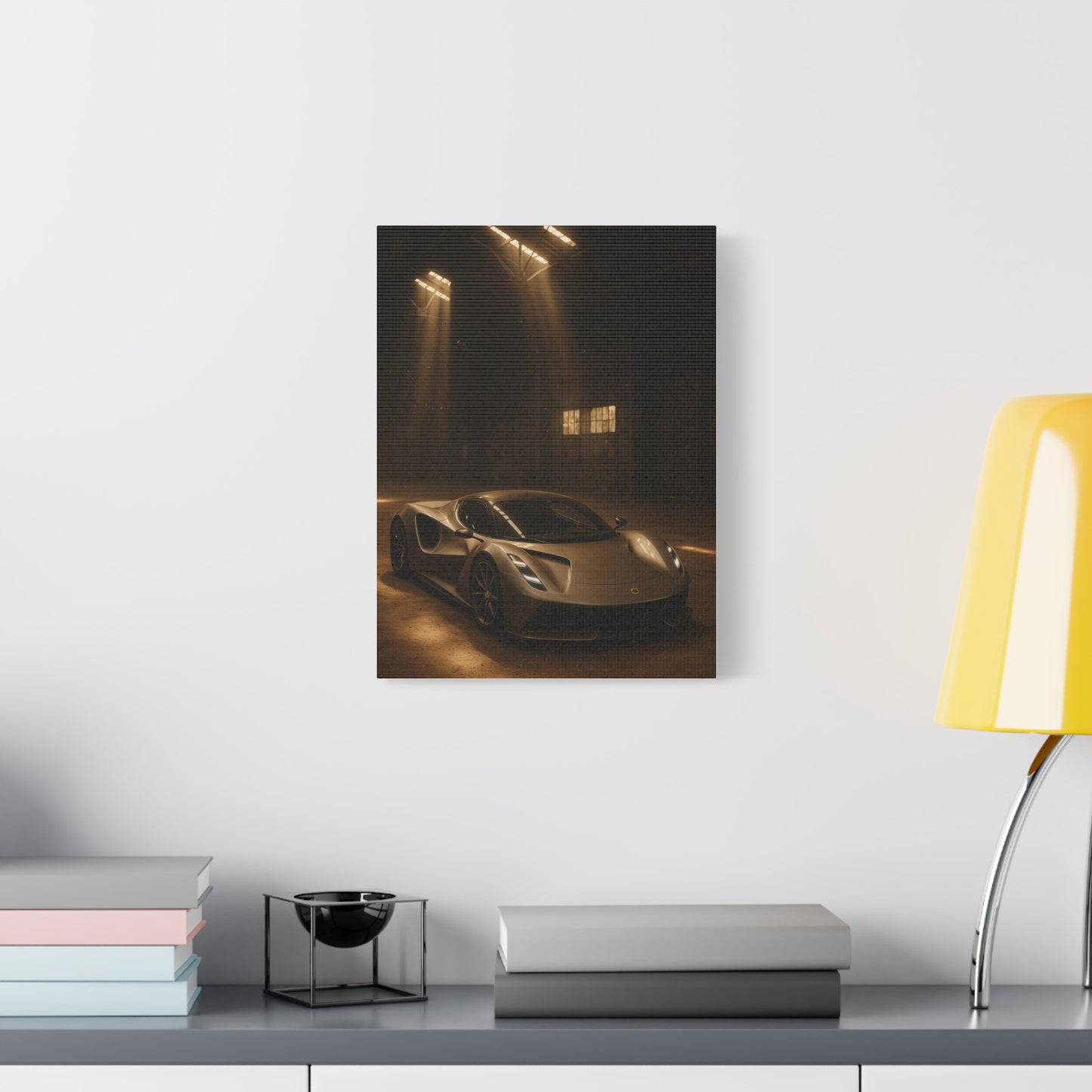Canvas Print - Lotus Evija in a dusty barn