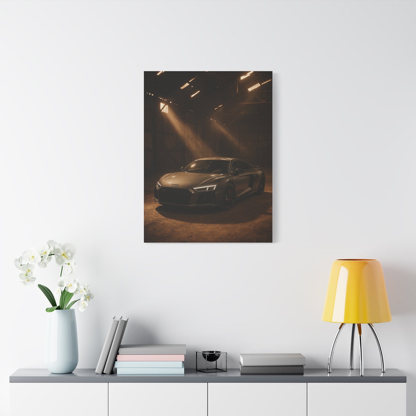 Canvas Art Print - Audi R8 in Barn