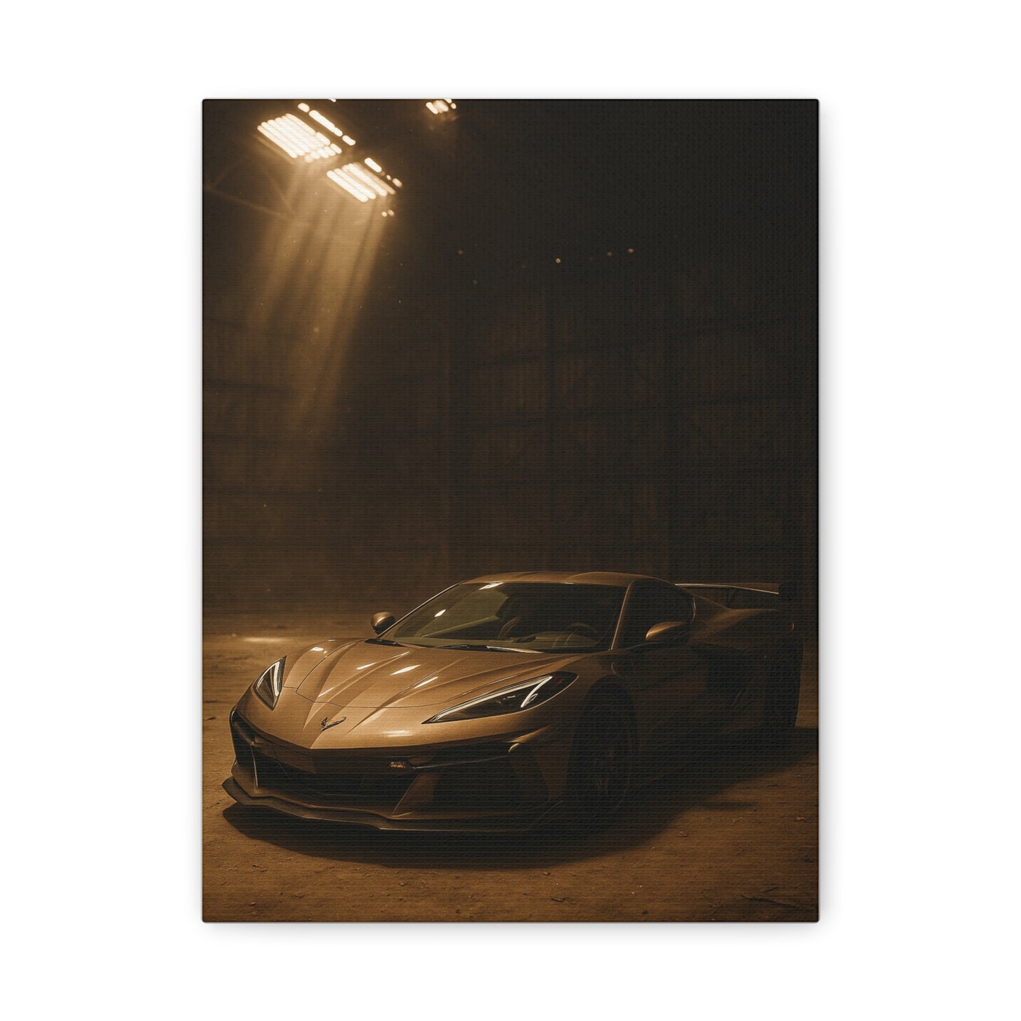 Canvas Print - Corevette C8 Z06 in a dusty barn