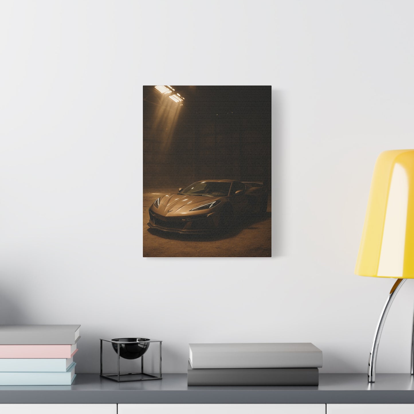 Canvas Print - Corevette C8 Z06 in a dusty barn