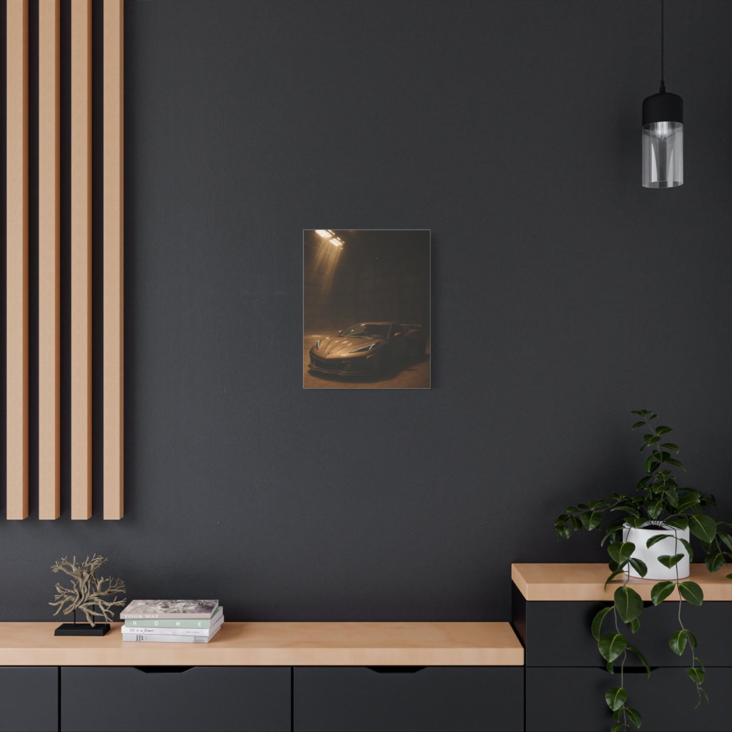 Canvas Print - Corevette C8 Z06 in a dusty barn