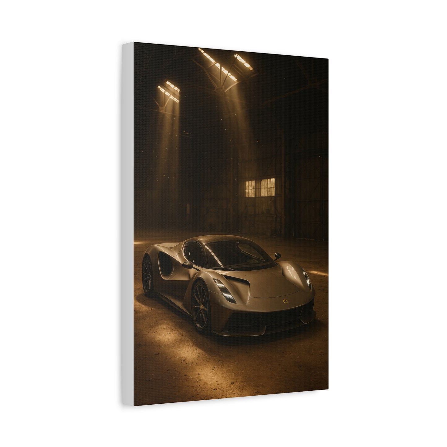 Canvas Print - Lotus Evija in a dusty barn