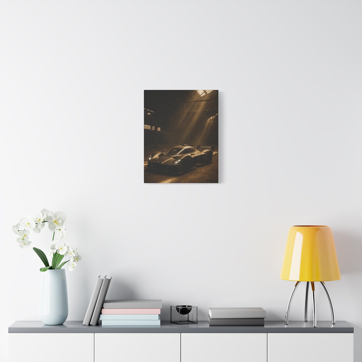 Canvas Print - Aston Martin Valkyrie AMR Pro in a dusty barn