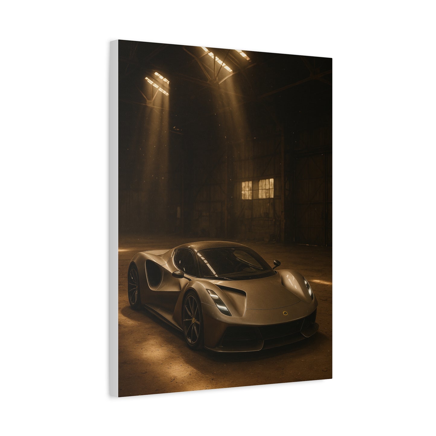 Canvas Print - Lotus Evija in a dusty barn