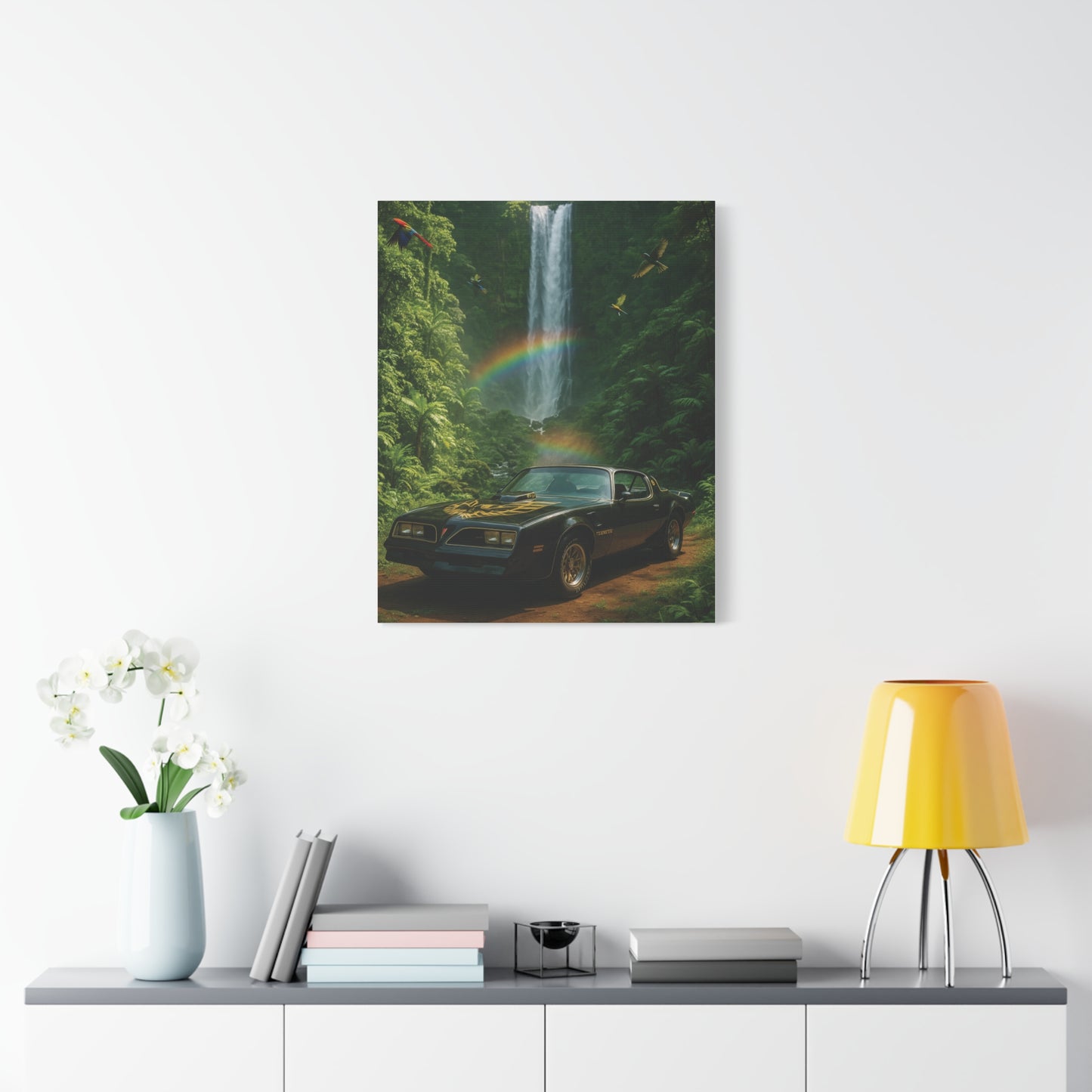 Canvas Print - Pontiac Firebird Trans Am driving through the jungle