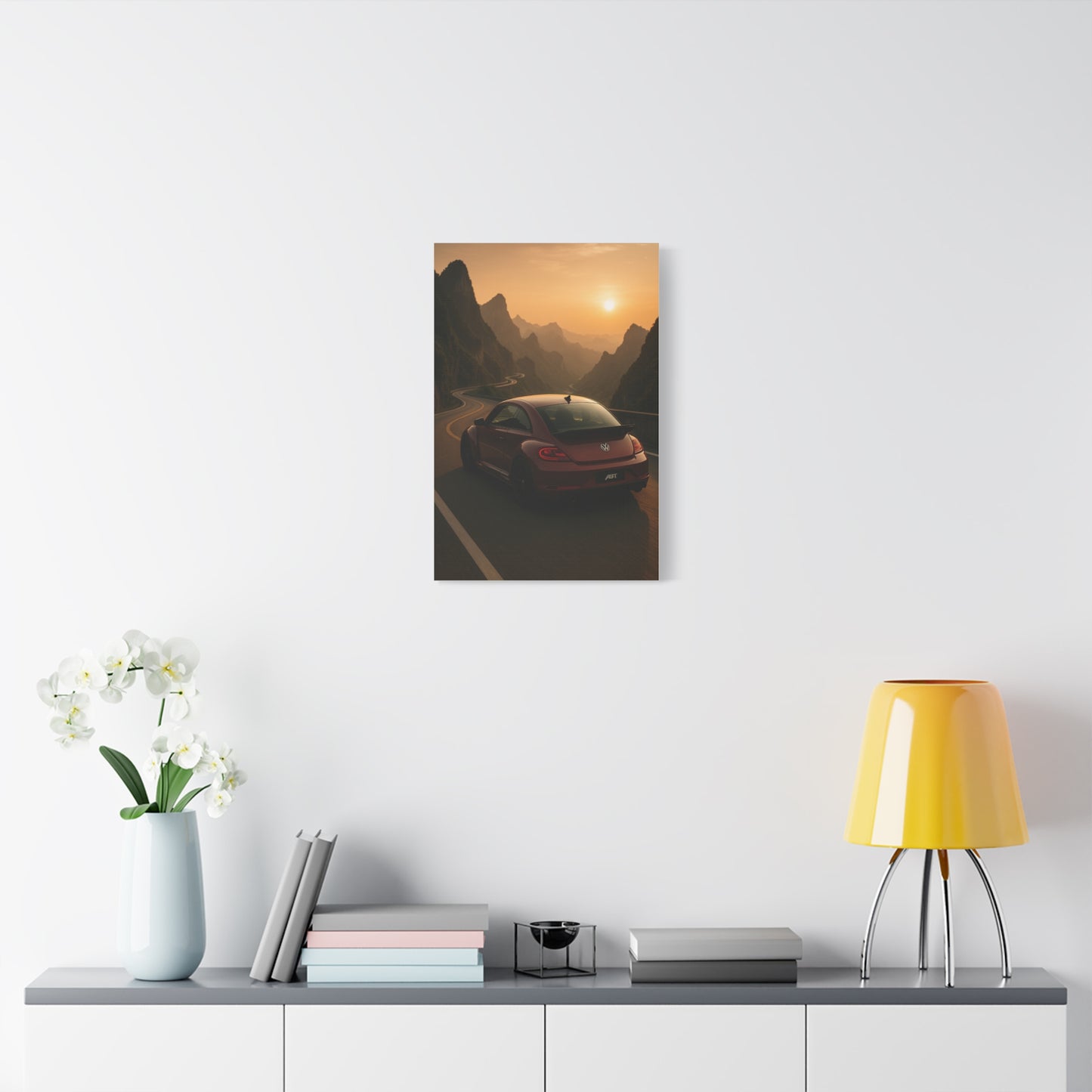 Volkswagen Beetle on Tianmen Mountain Matte Canvas Print