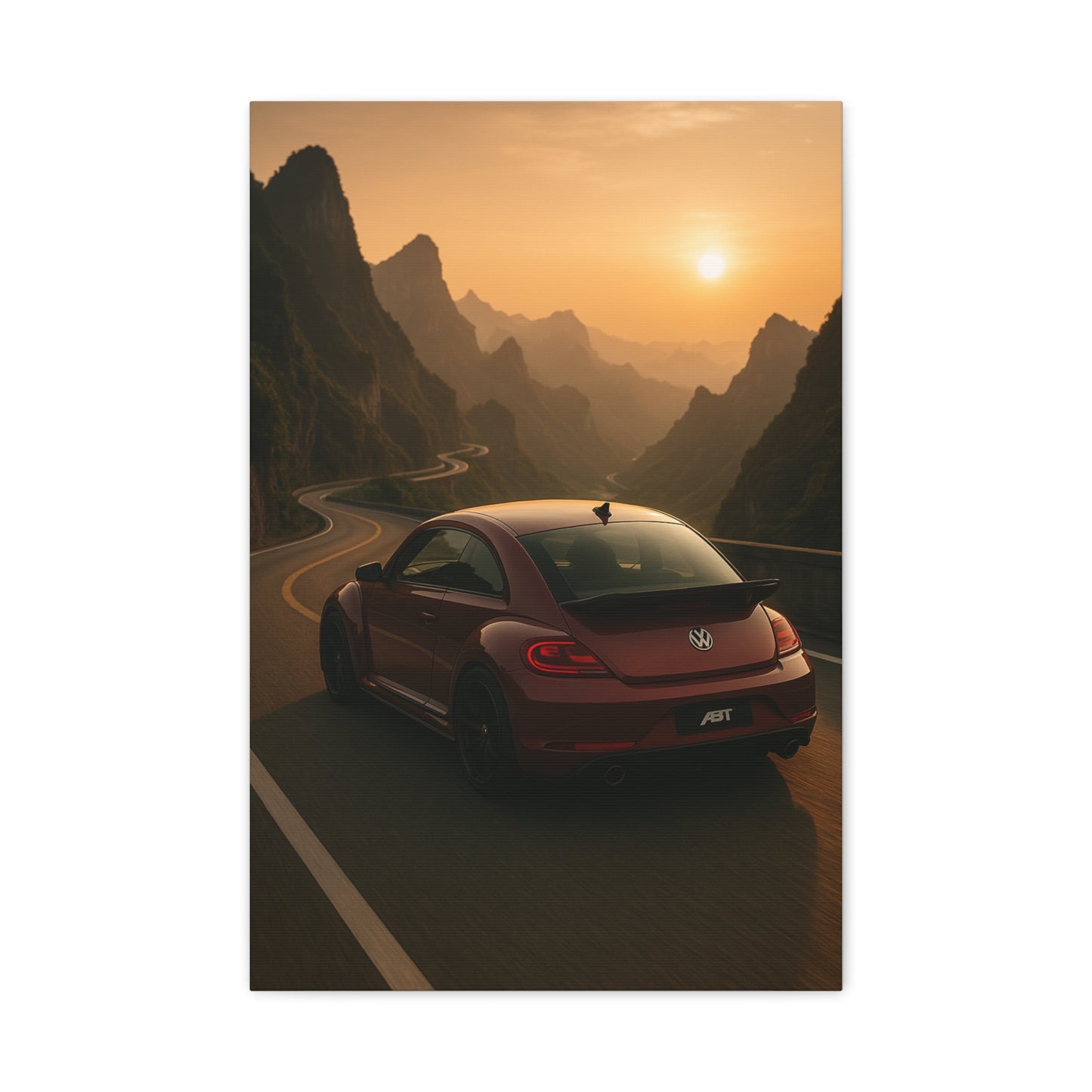 Volkswagen Beetle on Tianmen Mountain Matte Canvas Print