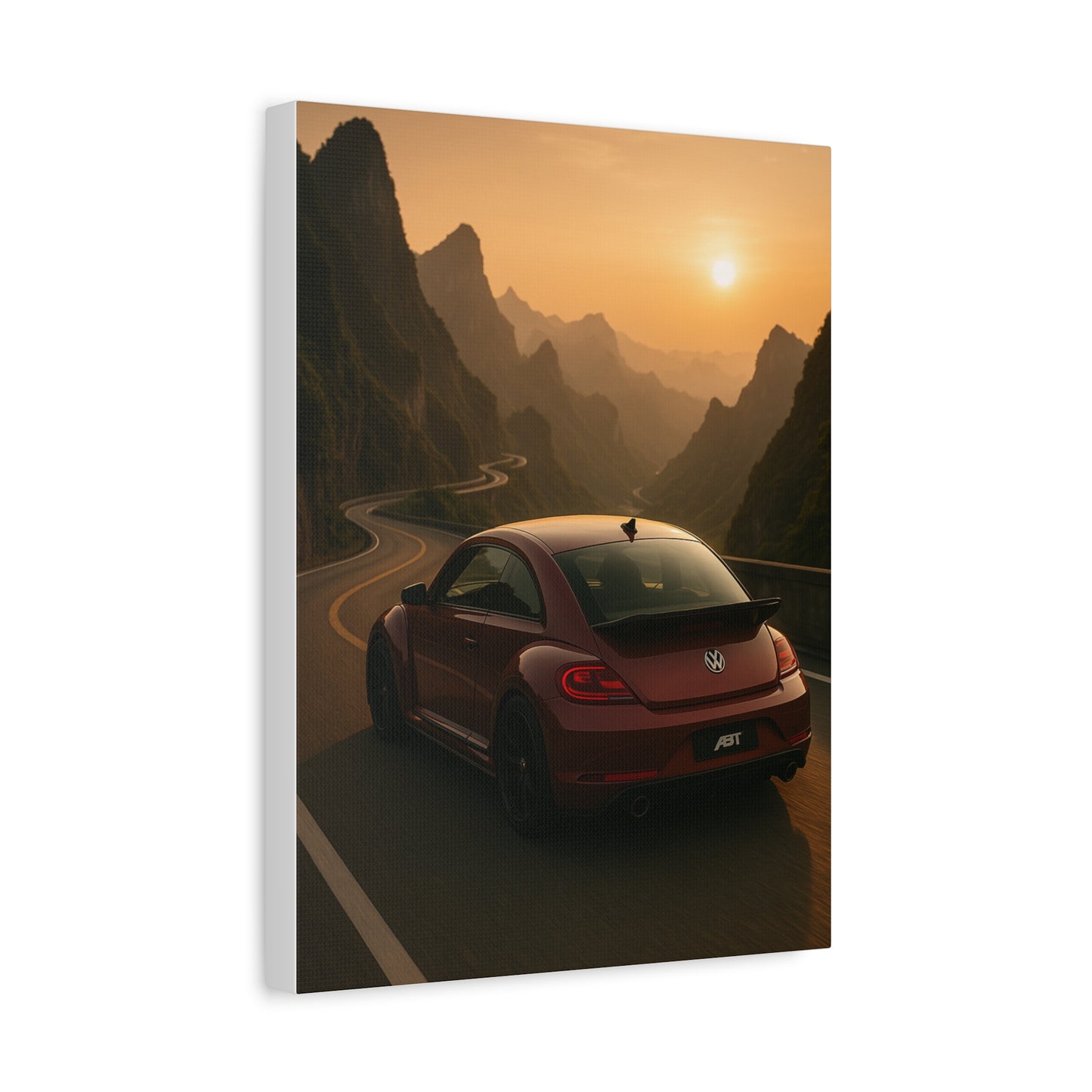 Volkswagen Beetle on Tianmen Mountain Matte Canvas Print