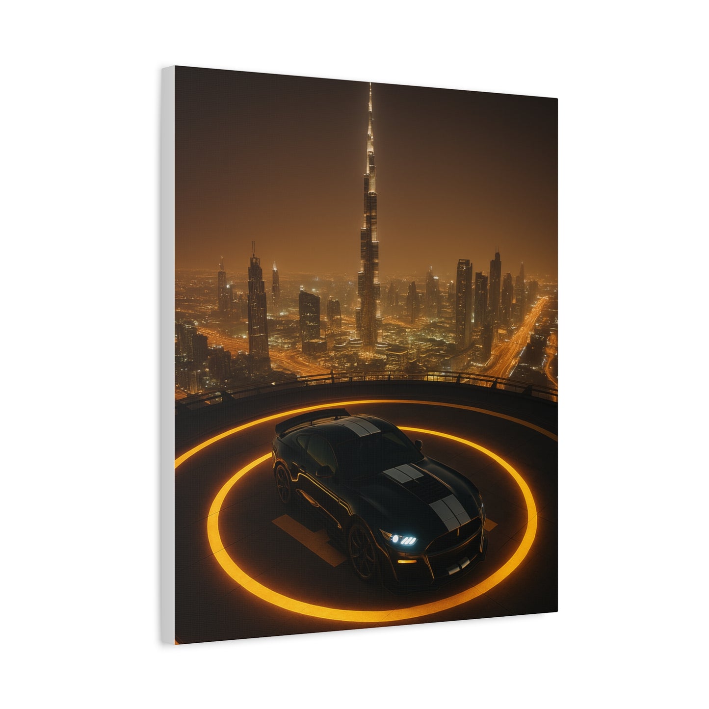 Canvas Print - Ford Mustang GT500 on Helipad Overlooking City