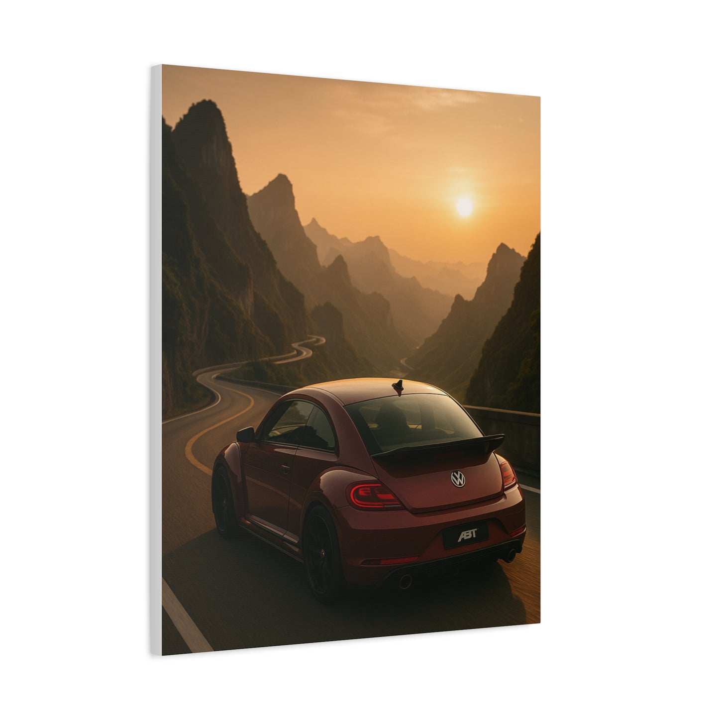 Volkswagen Beetle on Tianmen Mountain Matte Canvas Print