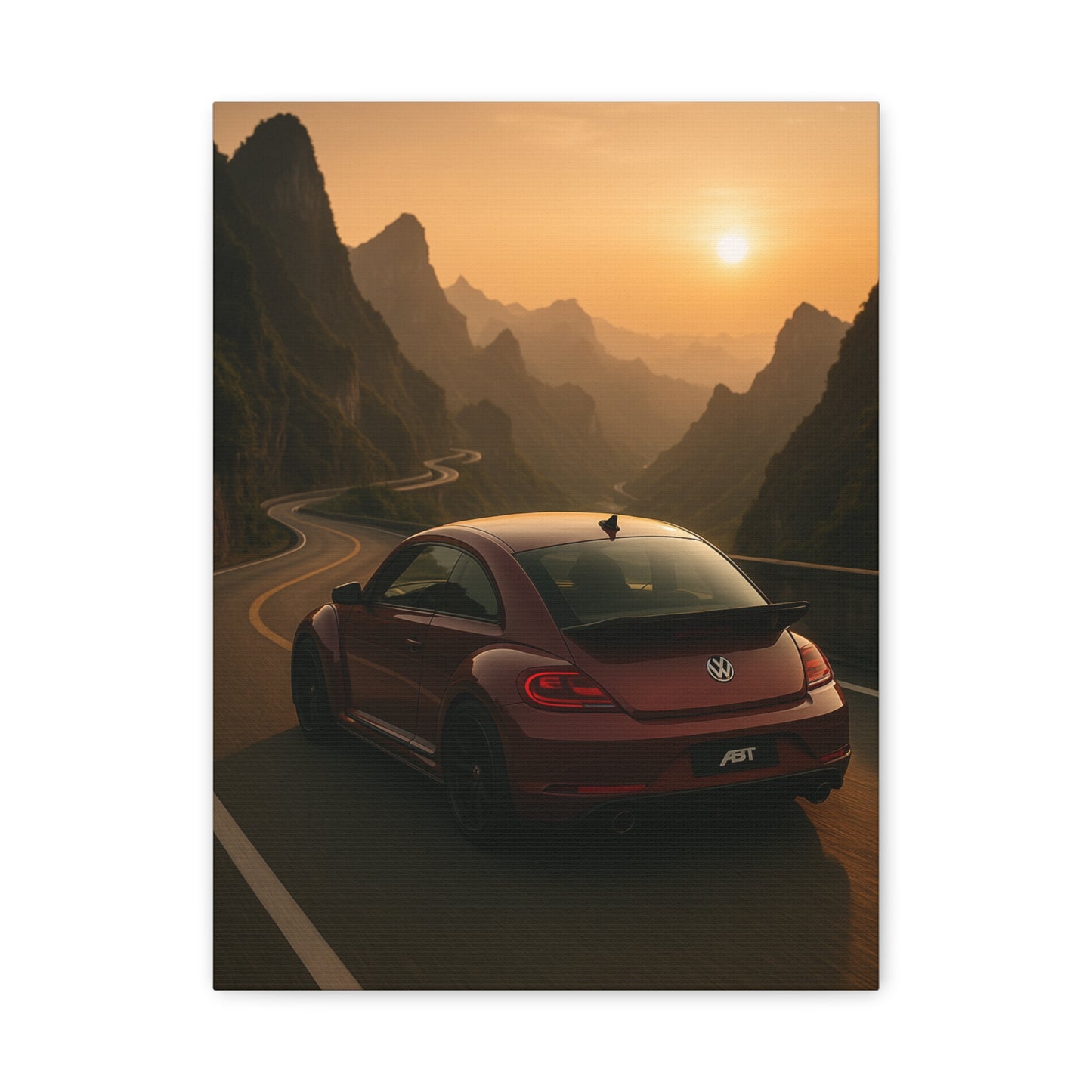 Volkswagen Beetle on Tianmen Mountain Matte Canvas Print