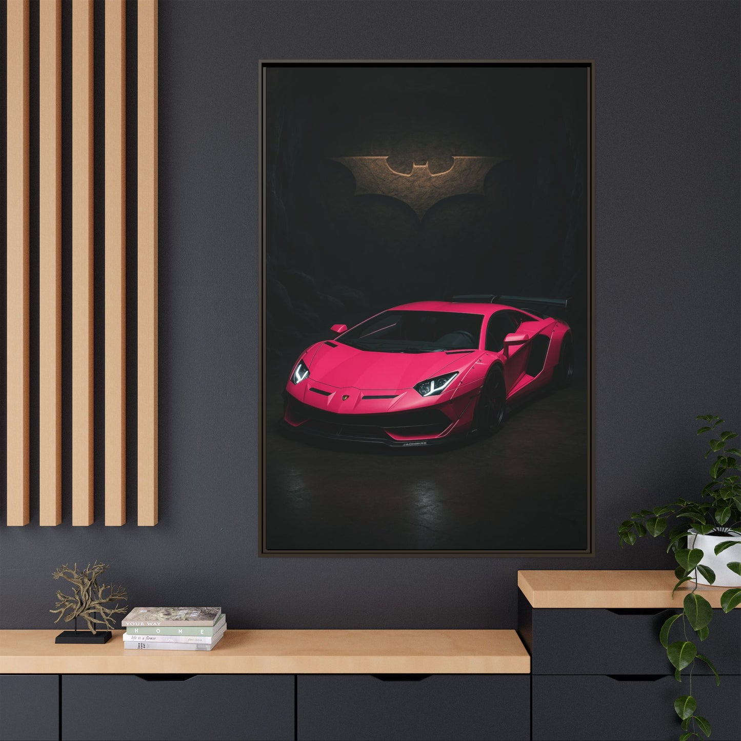 Pink Liberty Walk Wide Body Lamborghini Aventador Matte Canvas Framed