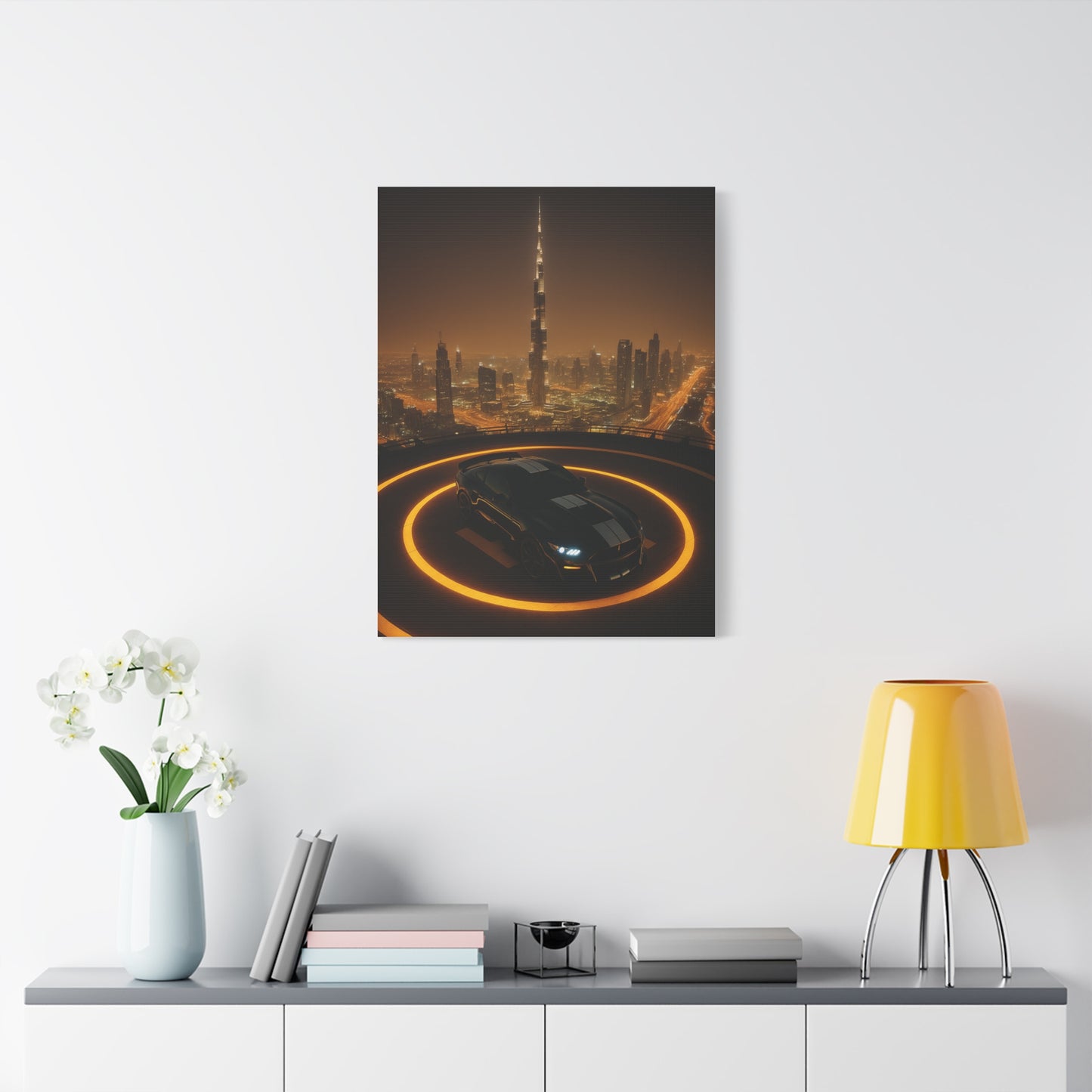 Canvas Print - Ford Mustang GT500 on Helipad Overlooking City