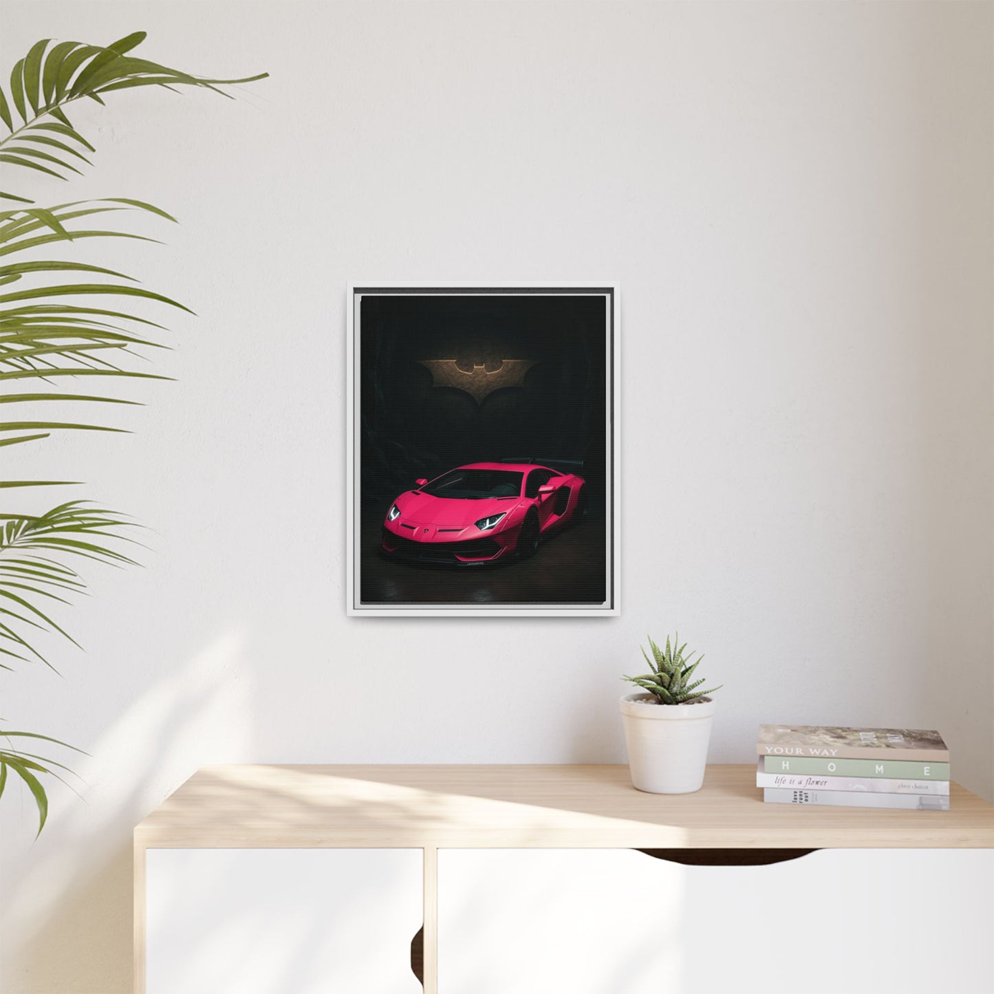 Pink Liberty Walk Wide Body Lamborghini Aventador Matte Canvas Framed