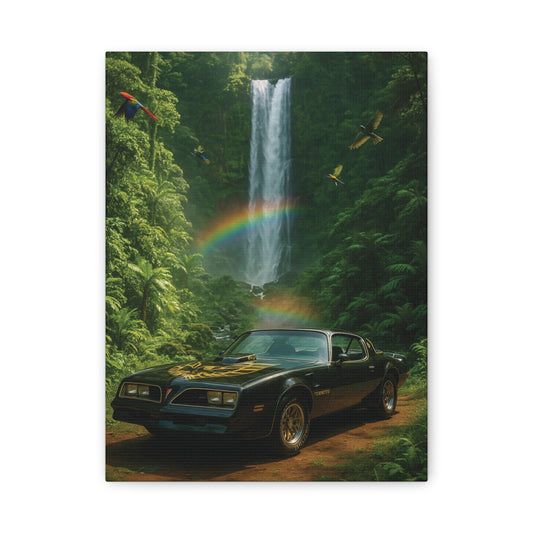 Canvas Print - Pontiac Firebird Trans Am driving through the jungle