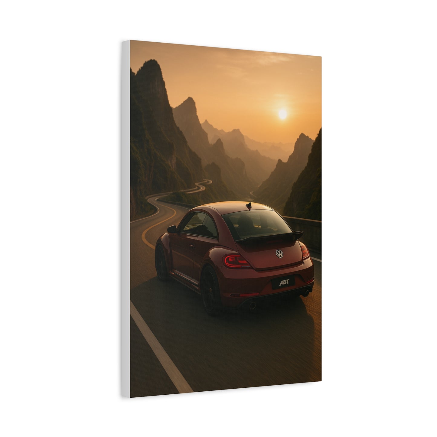 Volkswagen Beetle on Tianmen Mountain Matte Canvas Print