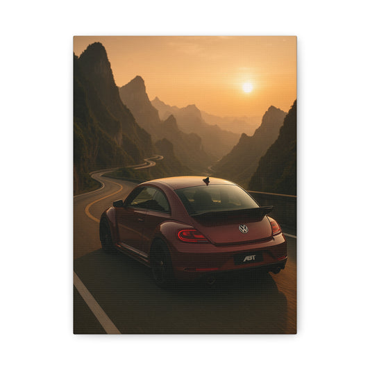 Volkswagen Beetle on Tianmen Mountain Matte Canvas Print