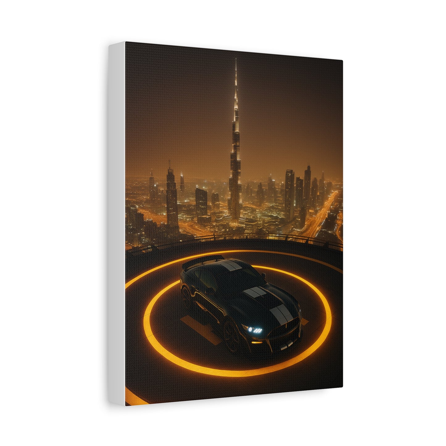 Canvas Print - Ford Mustang GT500 on Helipad Overlooking City