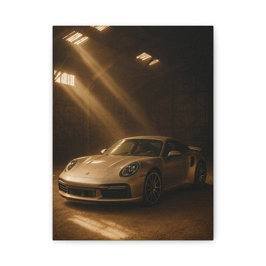 Canvas Print - Porsche 911 Turbo S(992) in a dusty barn