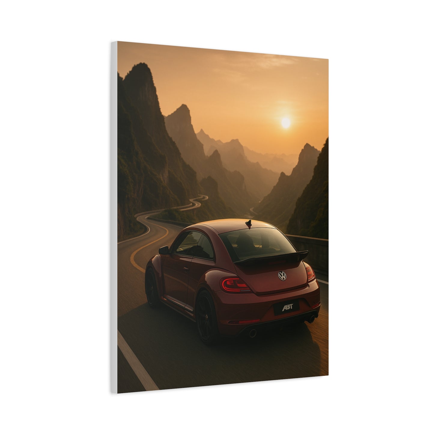 Volkswagen Beetle on Tianmen Mountain Matte Canvas Print