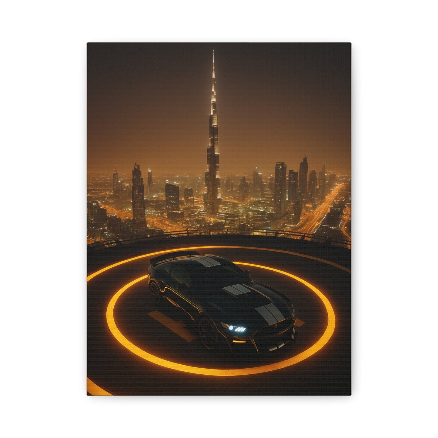 Canvas Print - Ford Mustang GT500 on Helipad Overlooking City