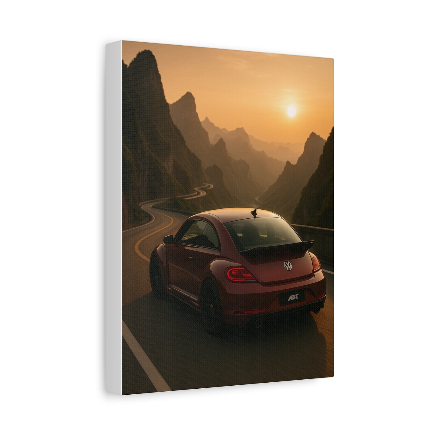 Volkswagen Beetle on Tianmen Mountain Matte Canvas Print