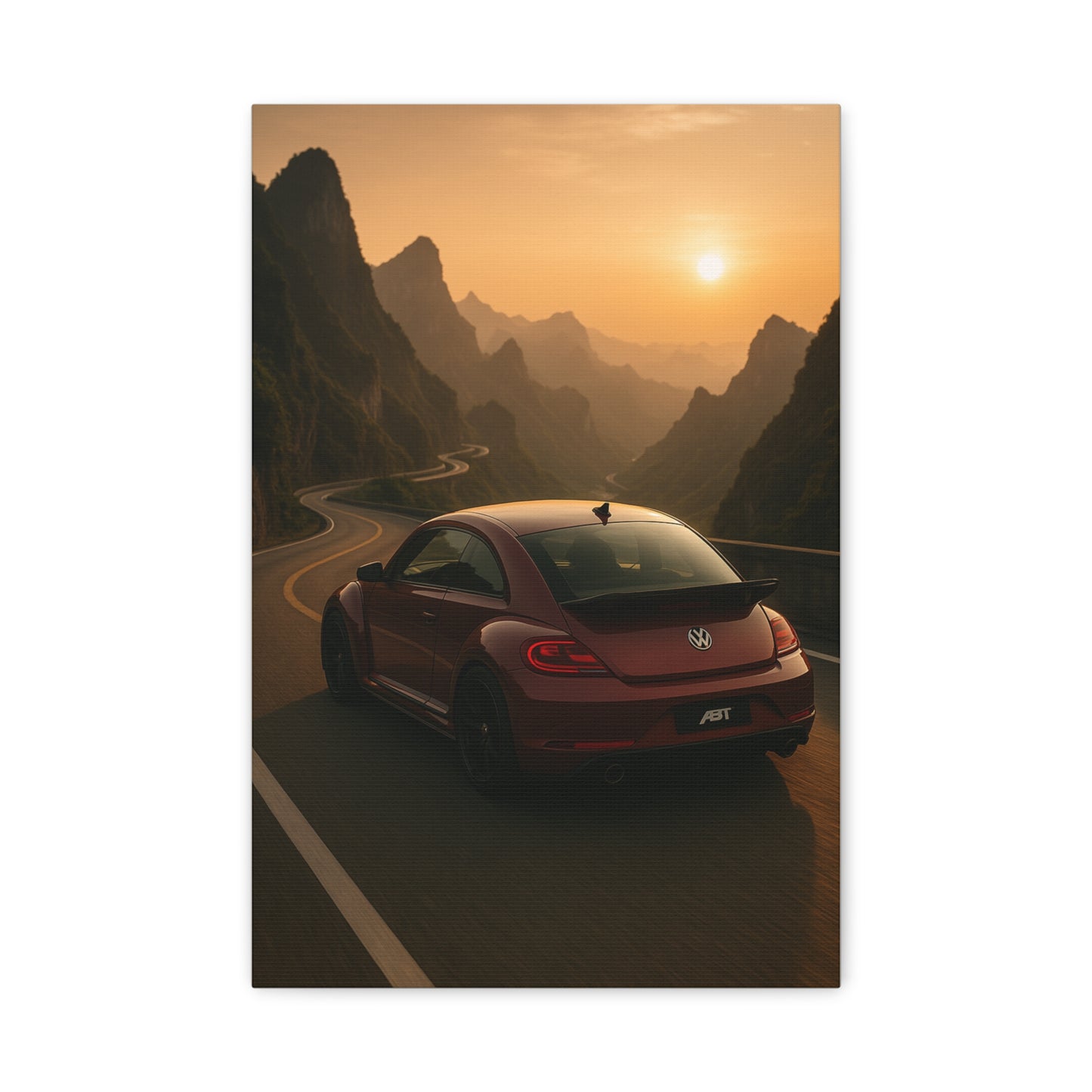 Volkswagen Beetle on Tianmen Mountain Matte Canvas Print