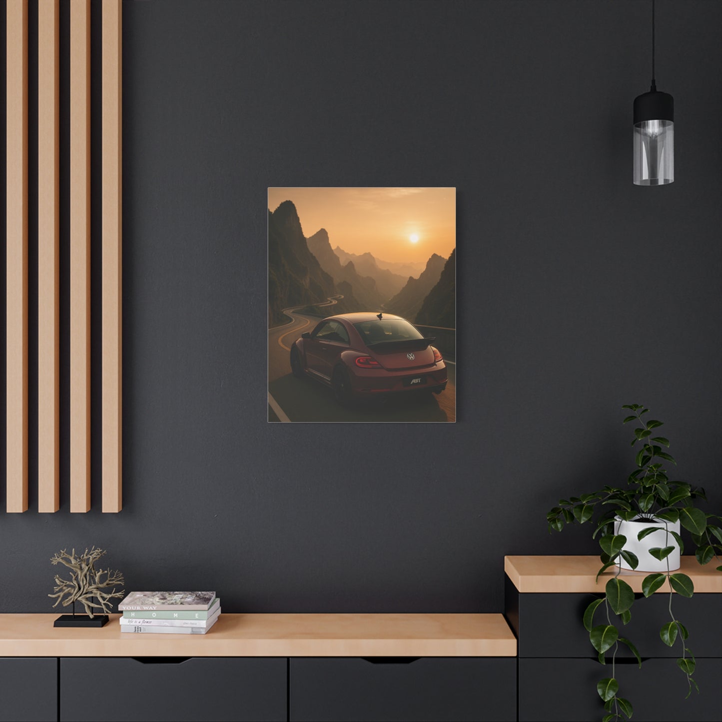 Volkswagen Beetle on Tianmen Mountain Matte Canvas Print