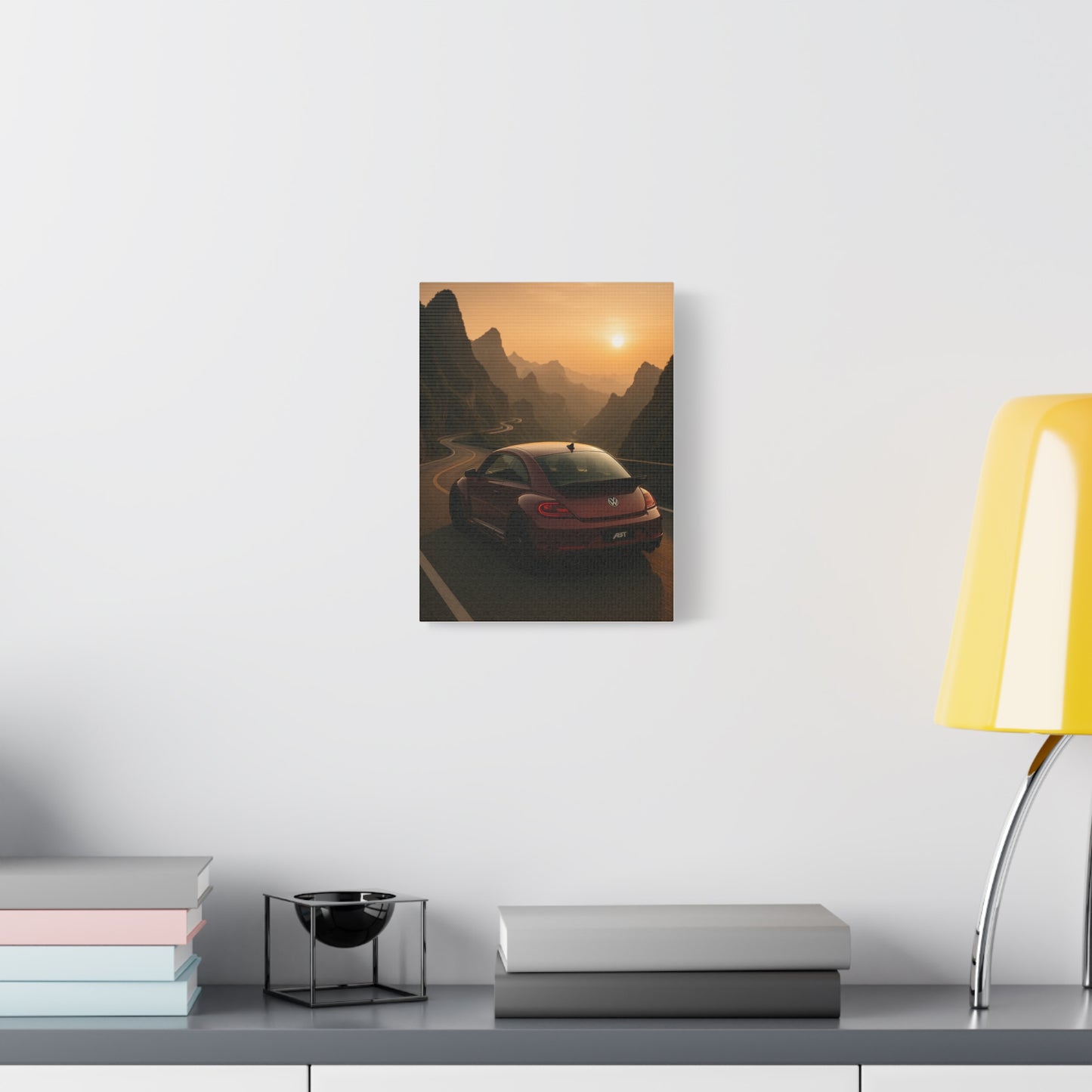 Volkswagen Beetle on Tianmen Mountain Matte Canvas Print