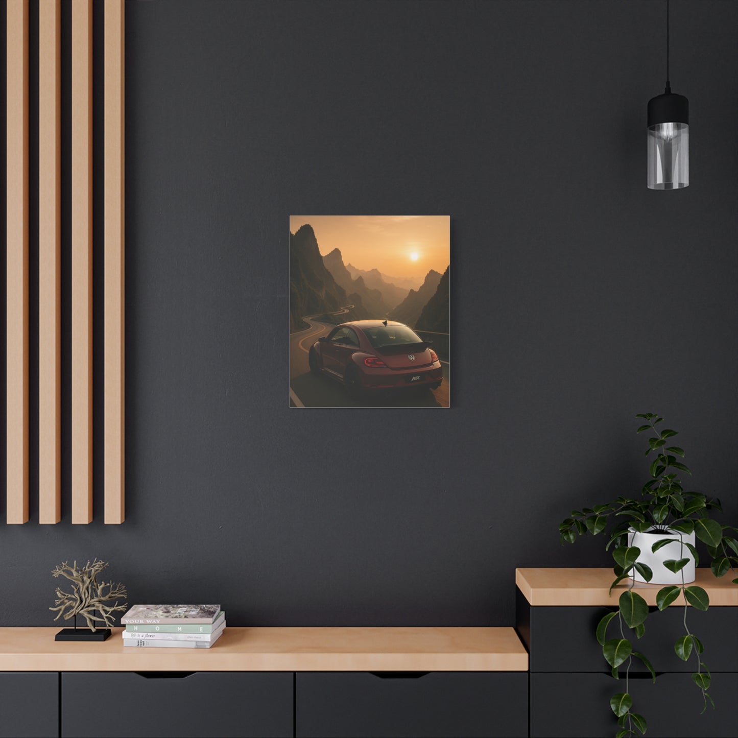 Volkswagen Beetle on Tianmen Mountain Matte Canvas Print