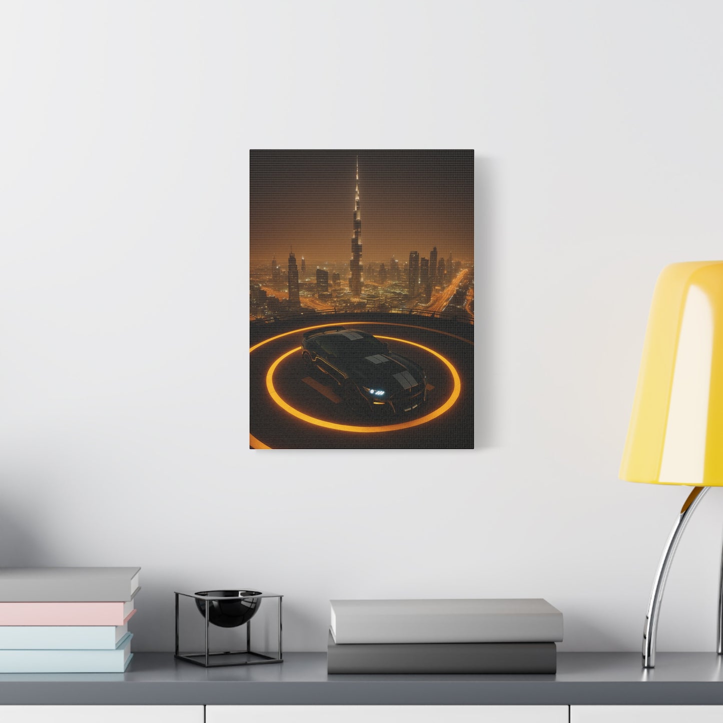 Canvas Print - Ford Mustang GT500 on Helipad Overlooking City