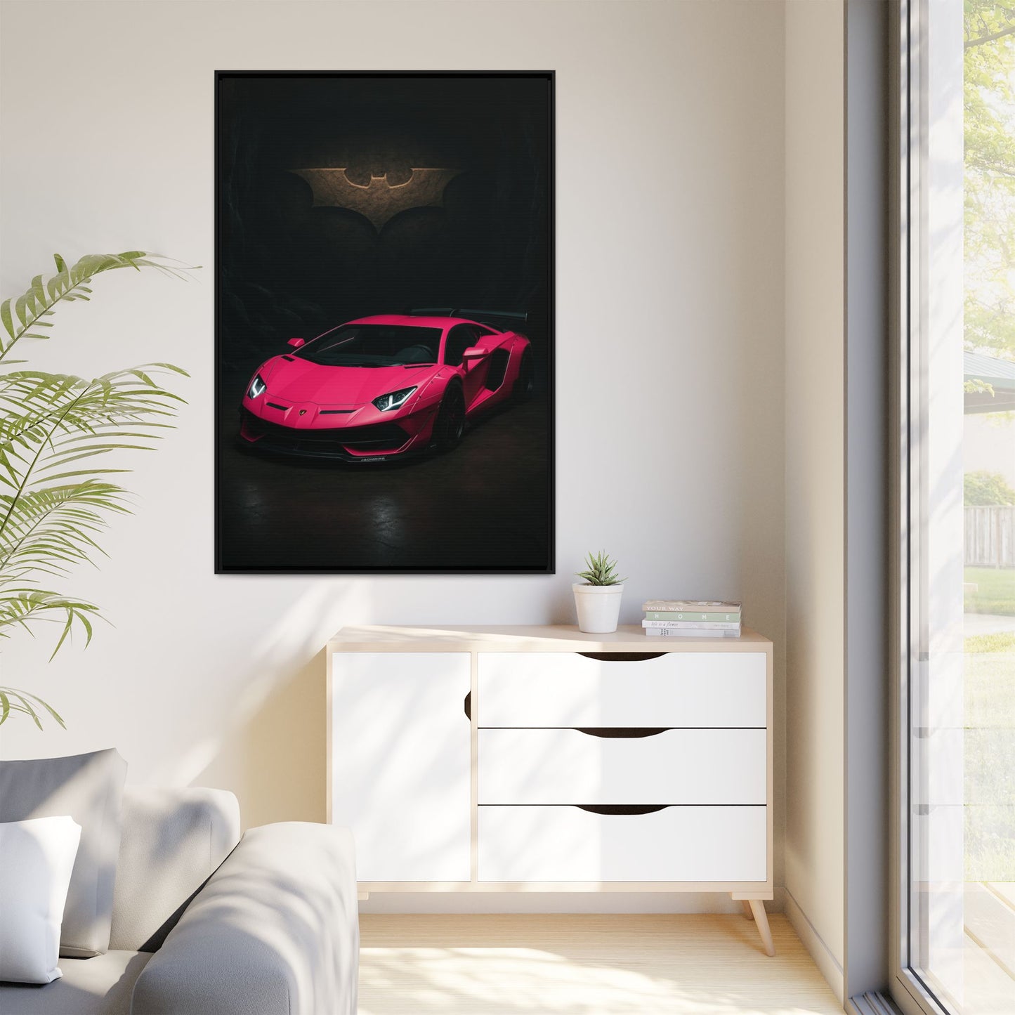 Pink Liberty Walk Wide Body Lamborghini Aventador Matte Canvas Framed