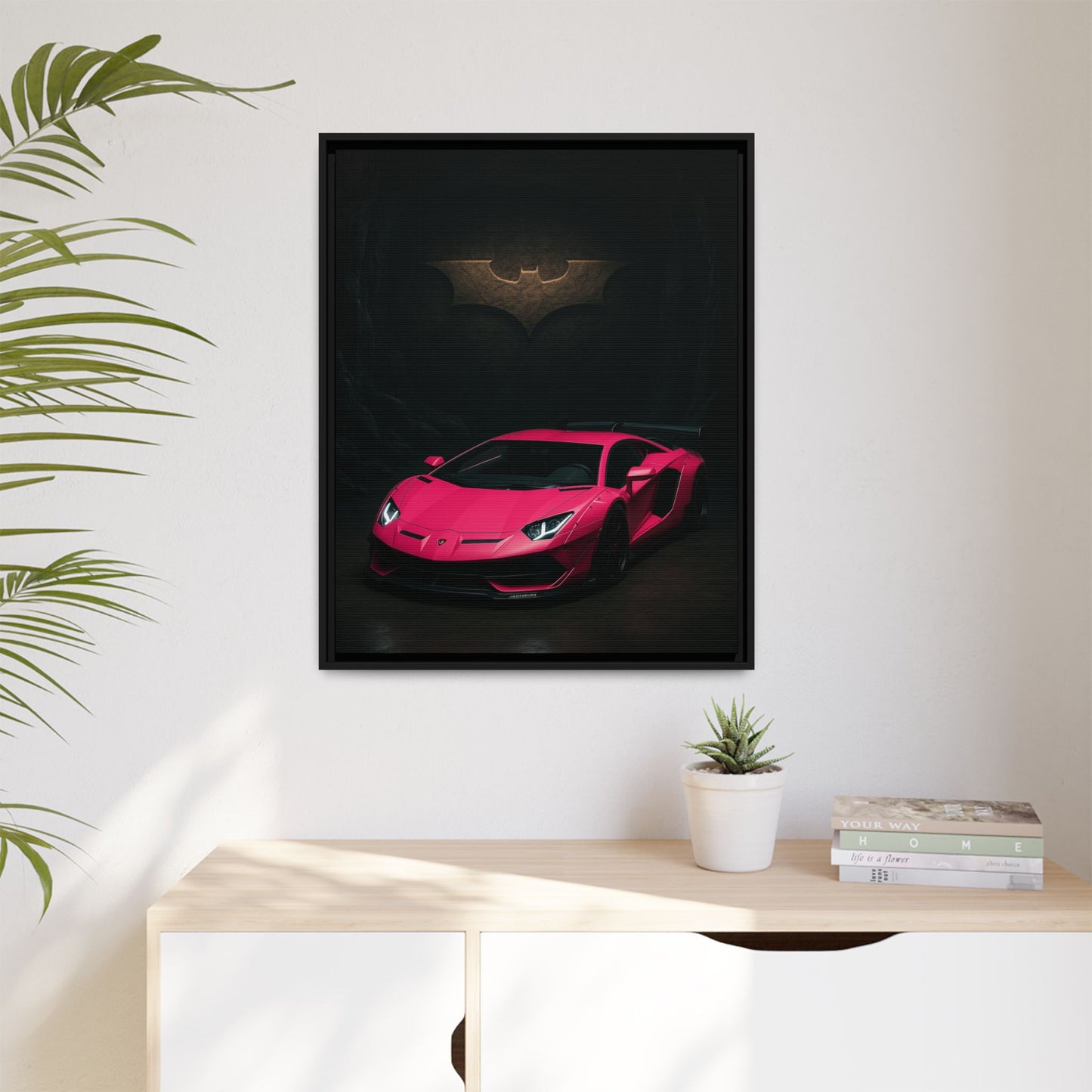 Pink Liberty Walk Wide Body Lamborghini Aventador Matte Canvas Framed