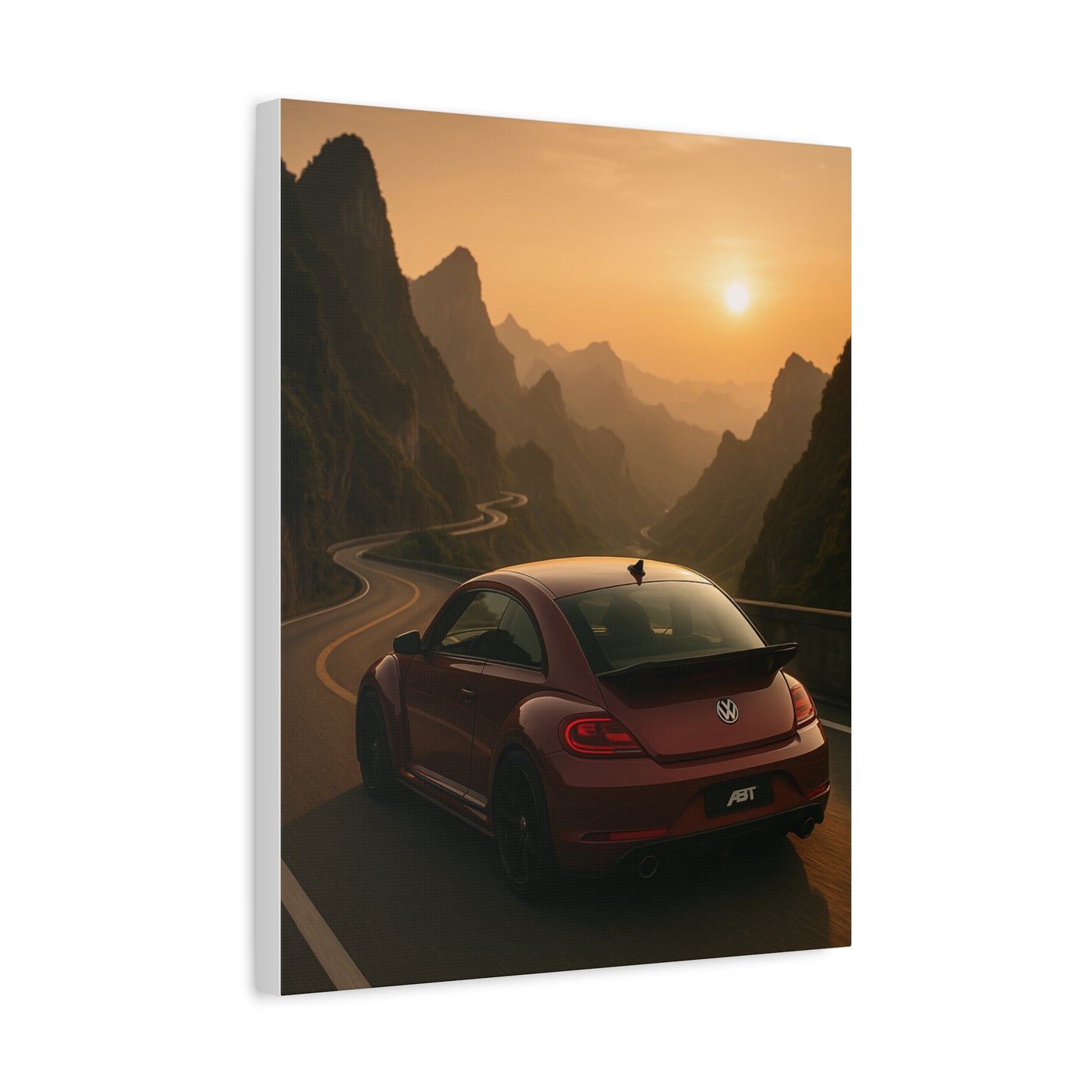 Volkswagen Beetle on Tianmen Mountain Matte Canvas Print