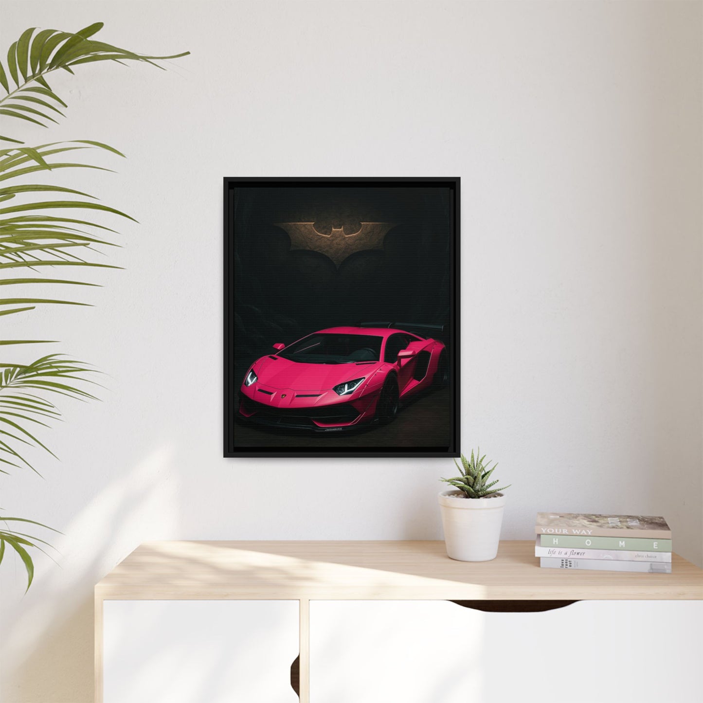 Pink Liberty Walk Wide Body Lamborghini Aventador Matte Canvas Framed