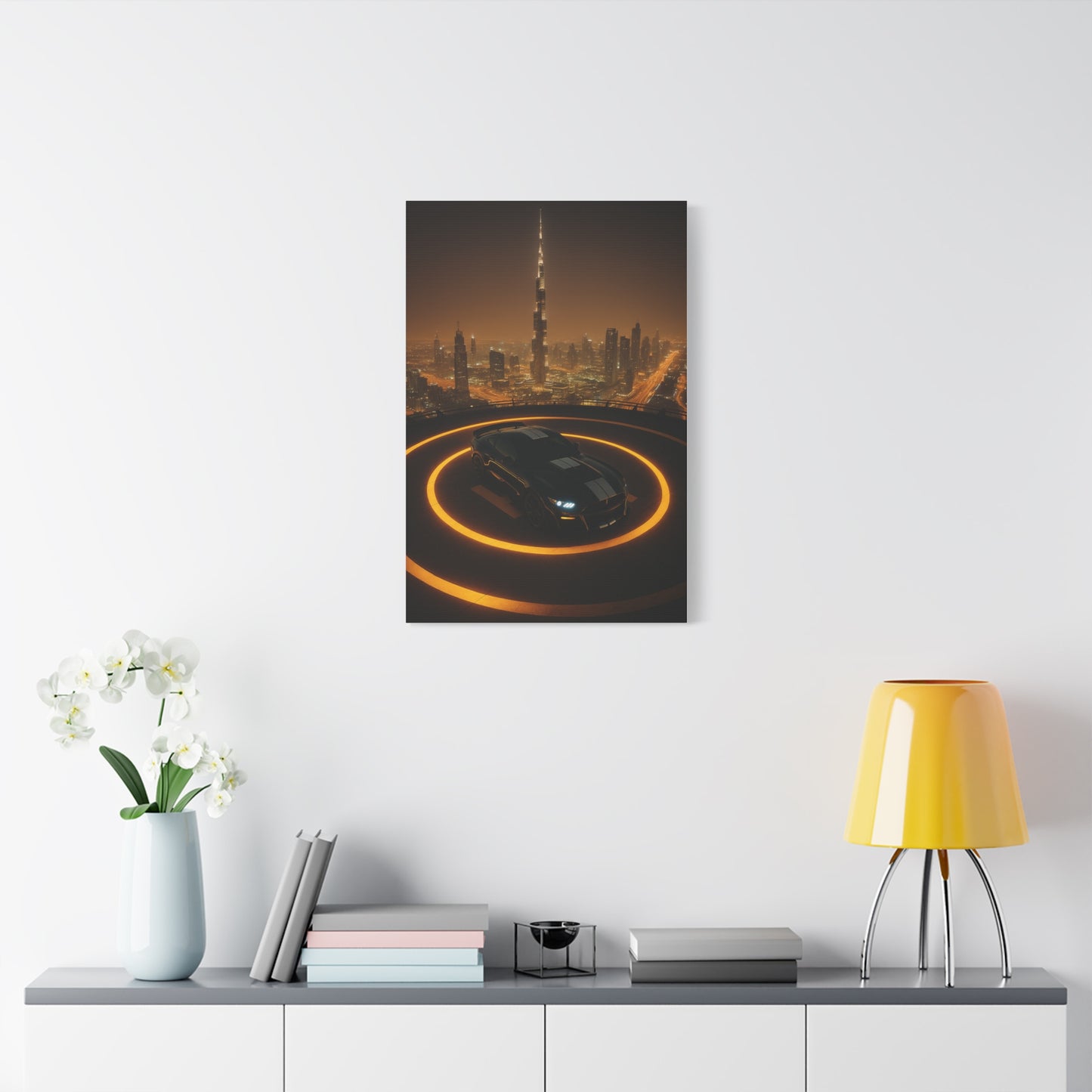 Canvas Print - Ford Mustang GT500 on Helipad Overlooking City