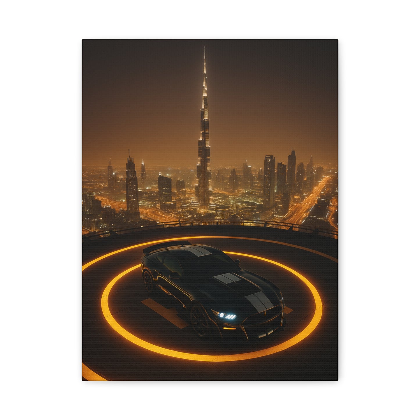 Canvas Print - Ford Mustang GT500 on Helipad Overlooking City
