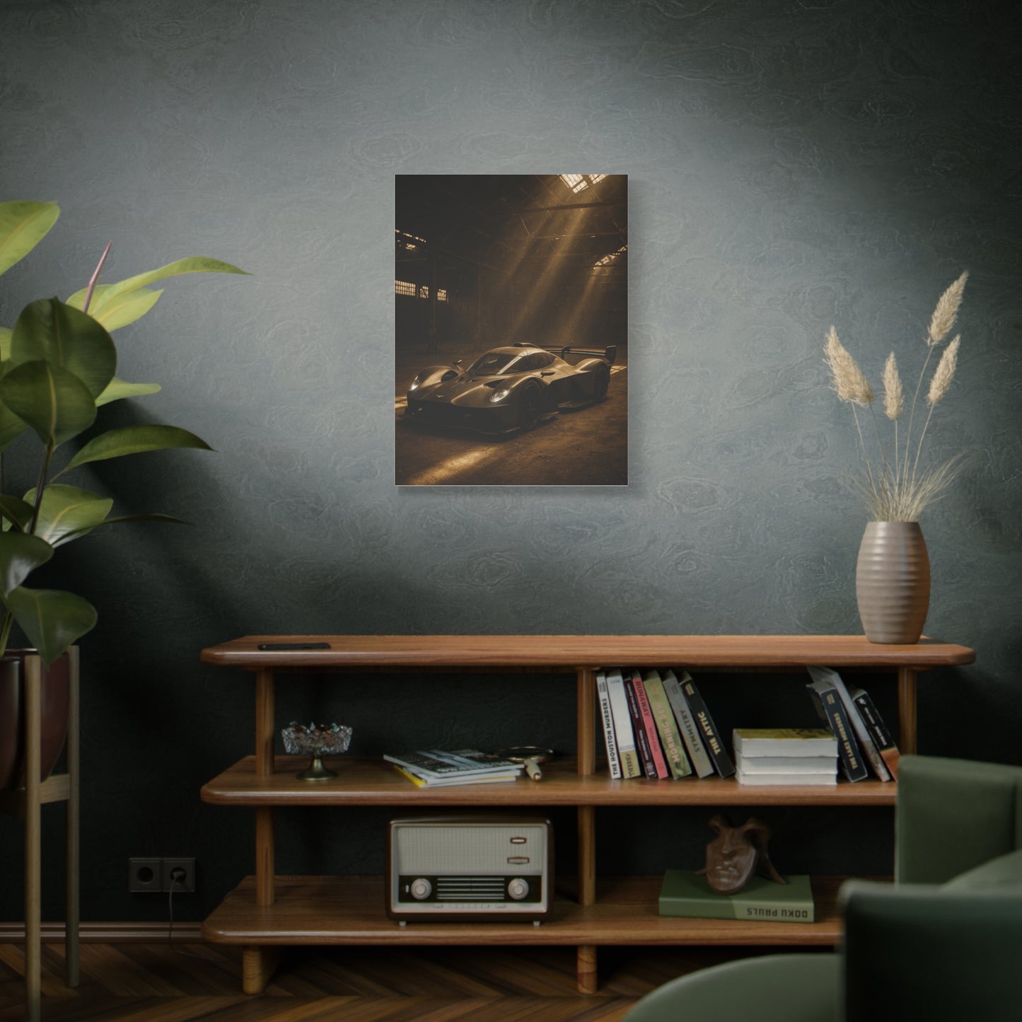 Canvas Print - Aston Martin Valkyrie AMR Pro in a dusty barn