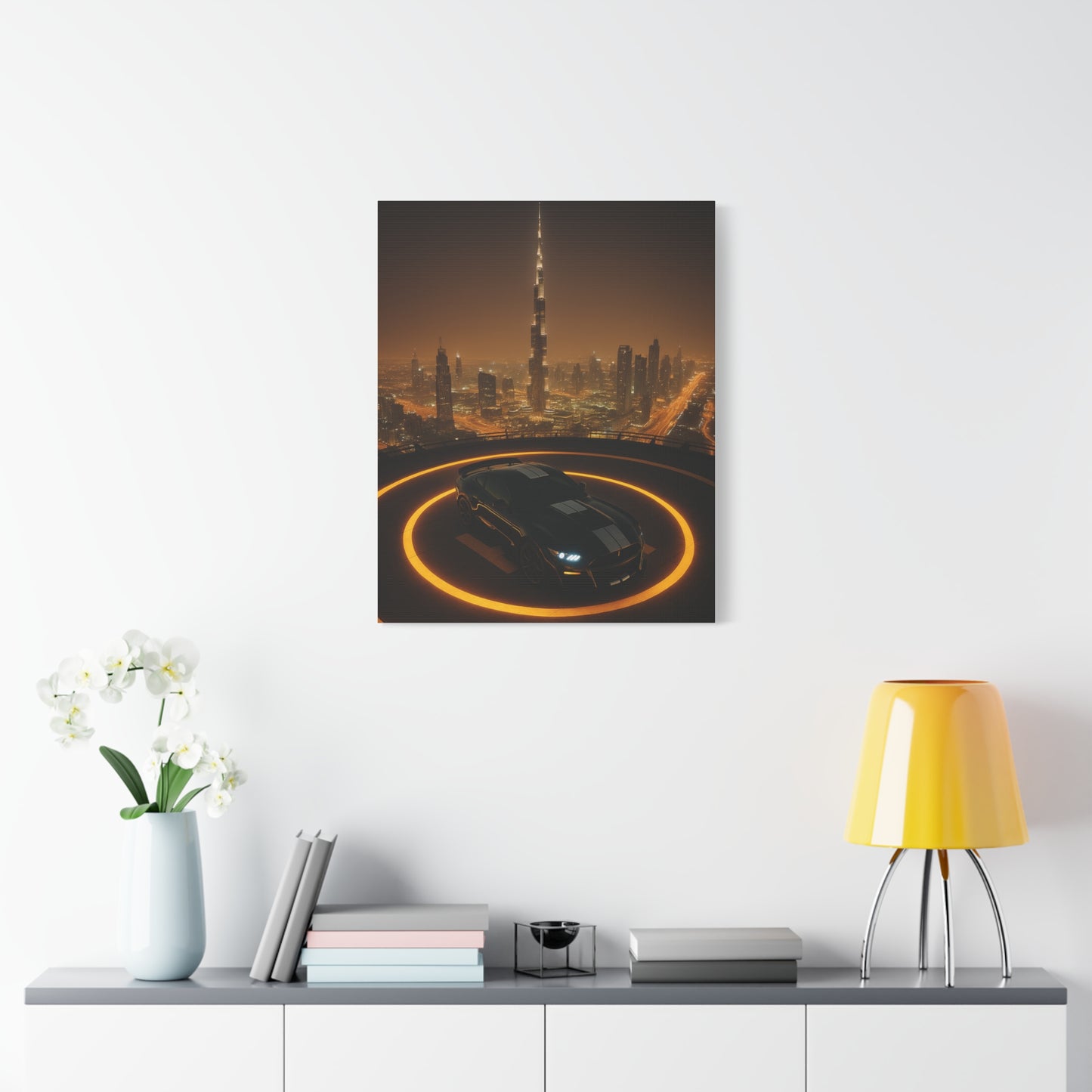 Canvas Print - Ford Mustang GT500 on Helipad Overlooking City