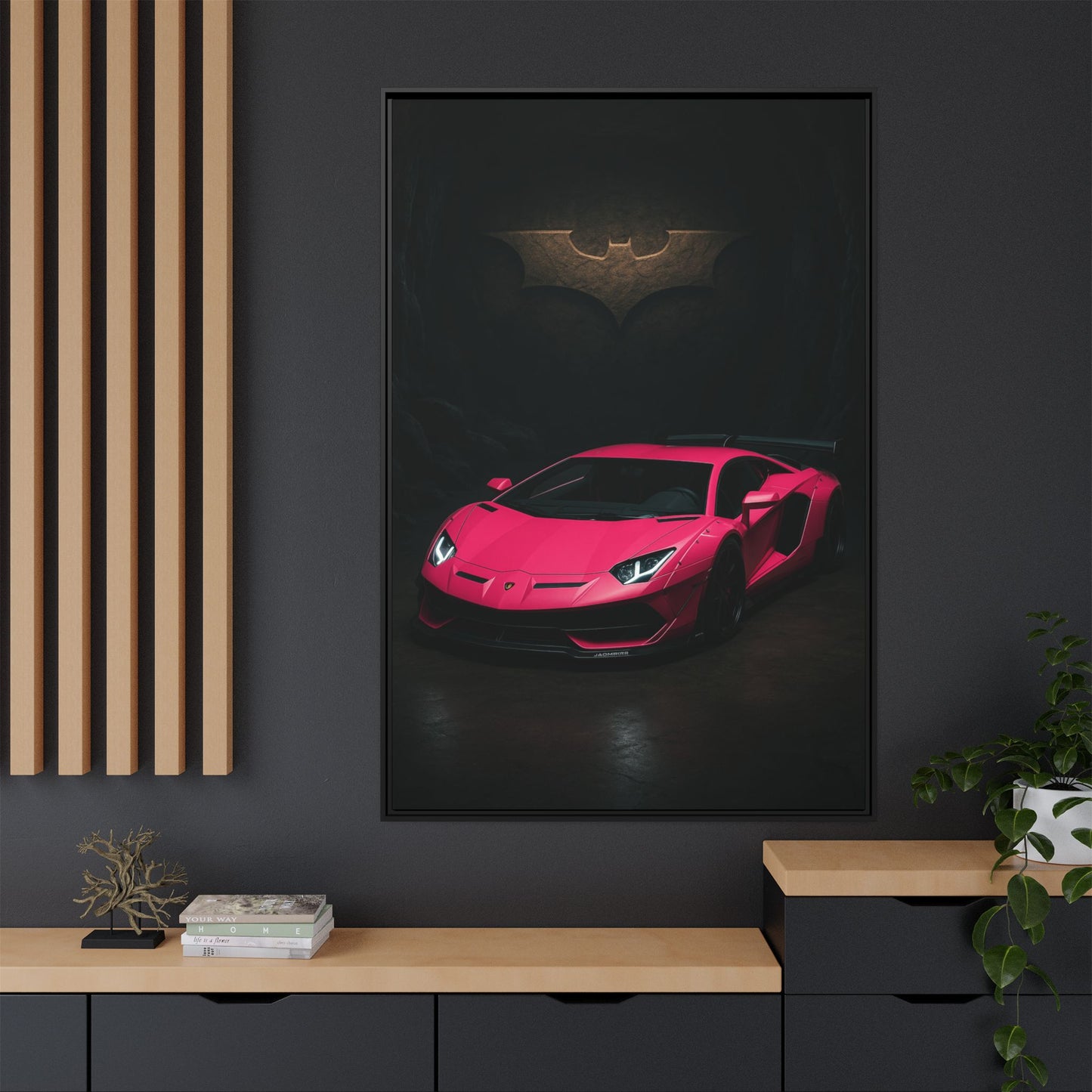 Pink Liberty Walk Wide Body Lamborghini Aventador Matte Canvas Framed