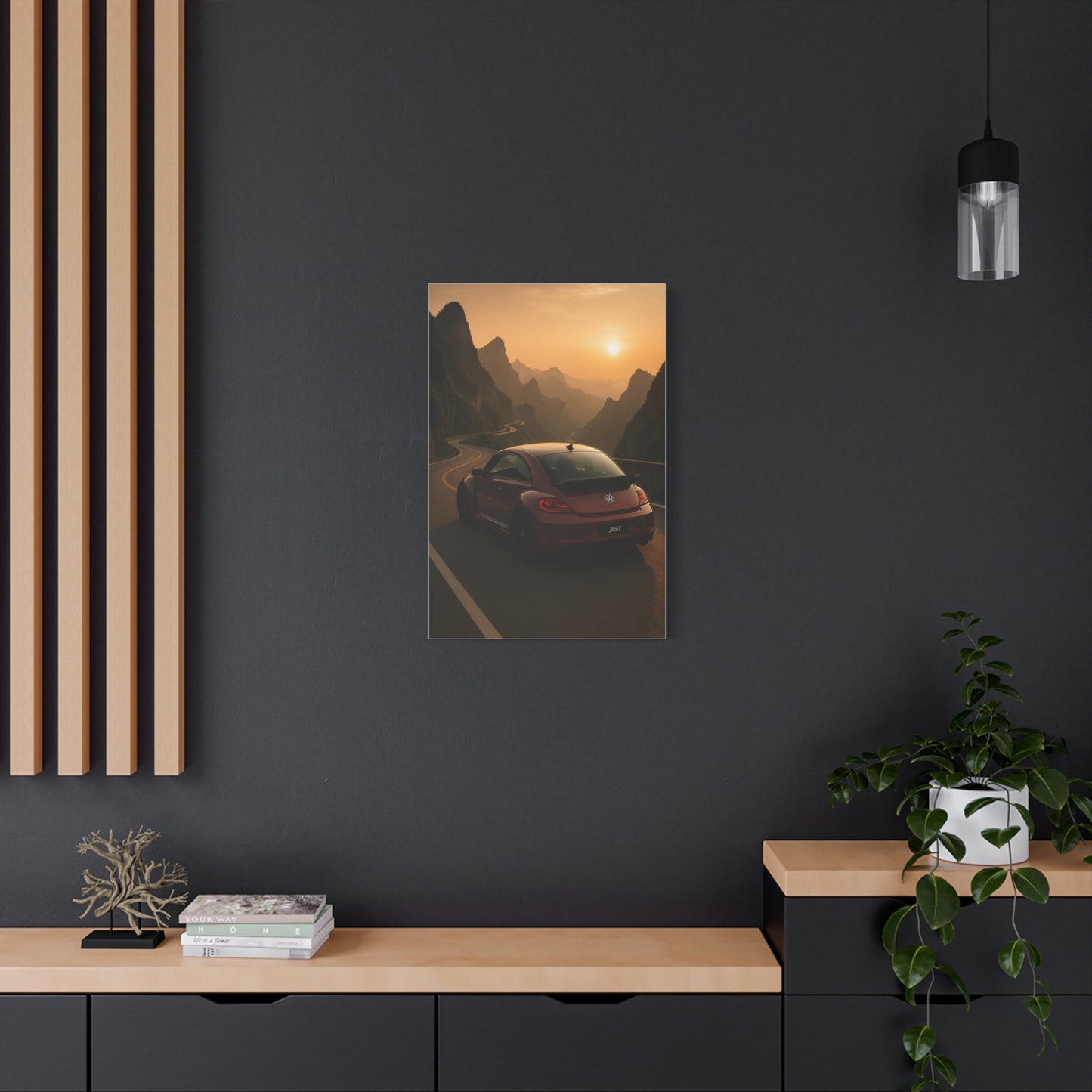 Volkswagen Beetle on Tianmen Mountain Matte Canvas Print