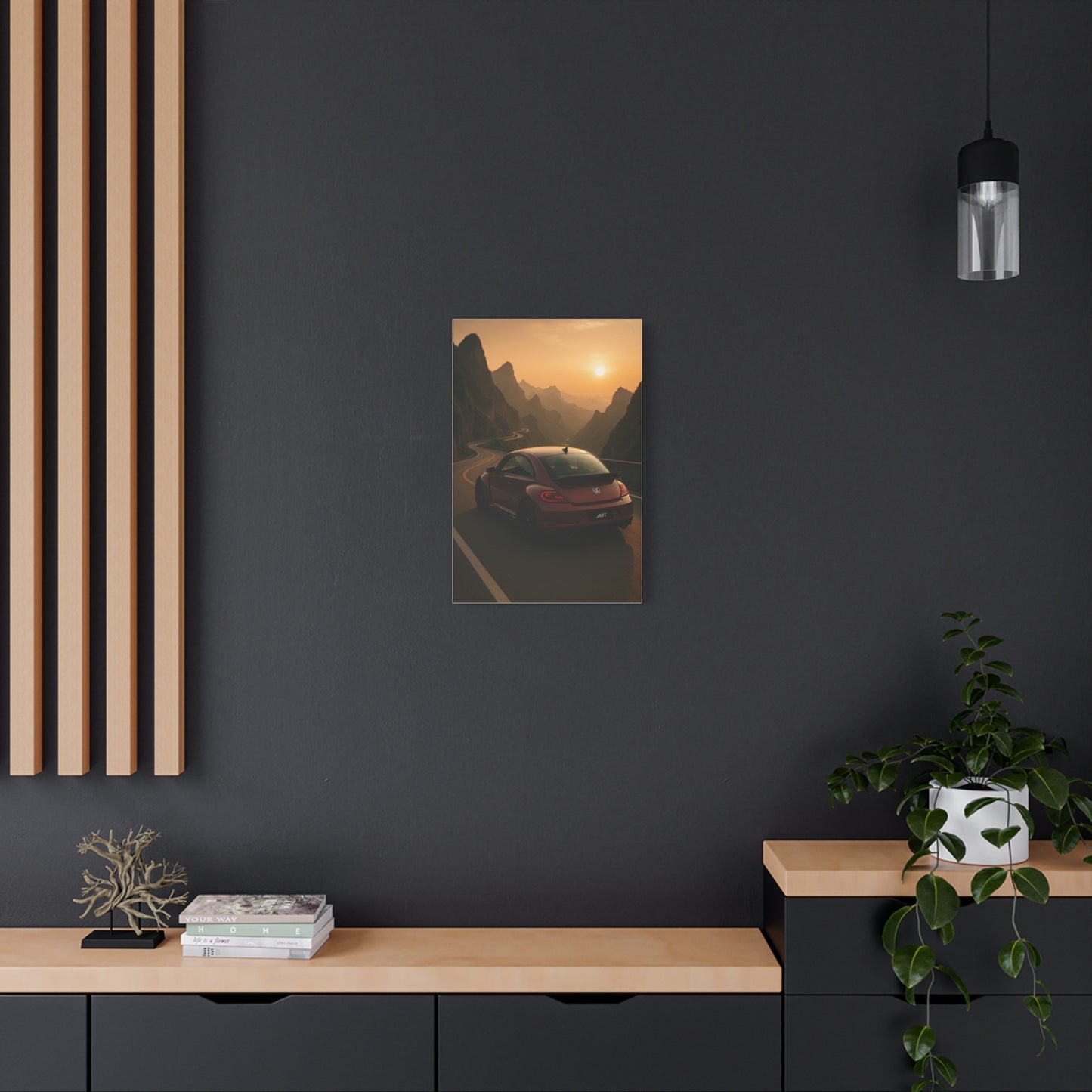 Volkswagen Beetle on Tianmen Mountain Matte Canvas Print